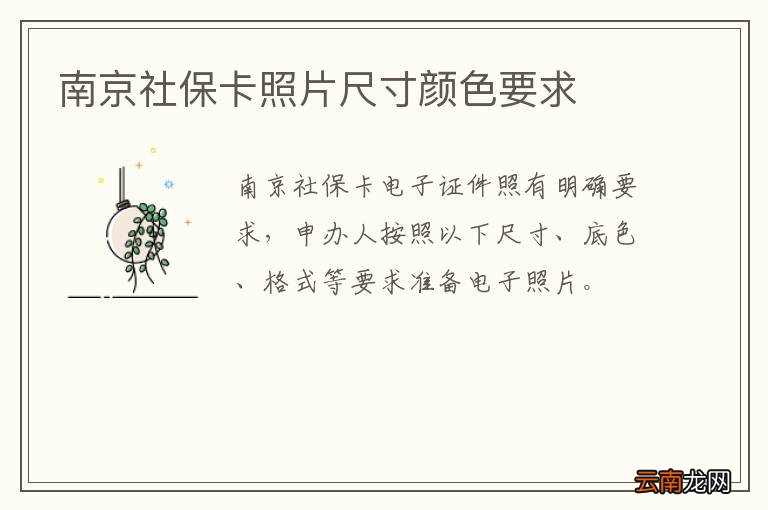 南京社保卡照片尺寸颜色要求