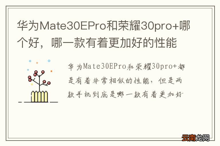 华为Mate30EPro和荣耀30pro+哪个好，哪一款有着更加好的性能？