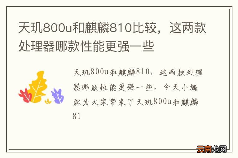 天玑800u和麒麟810比较，这两款处理器哪款性能更强一些