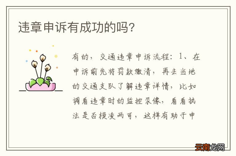 违章申诉有成功的吗?