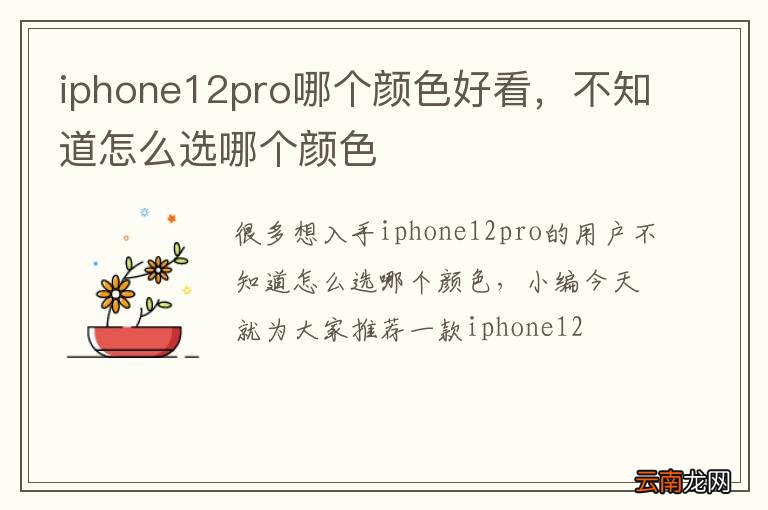 iphone12pro哪个颜色好看，不知道怎么选哪个颜色