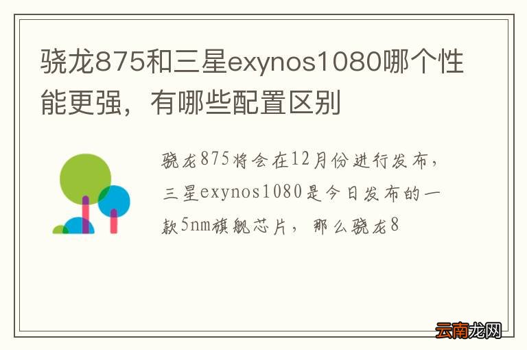 骁龙875和三星exynos1080哪个性能更强，有哪些配置区别