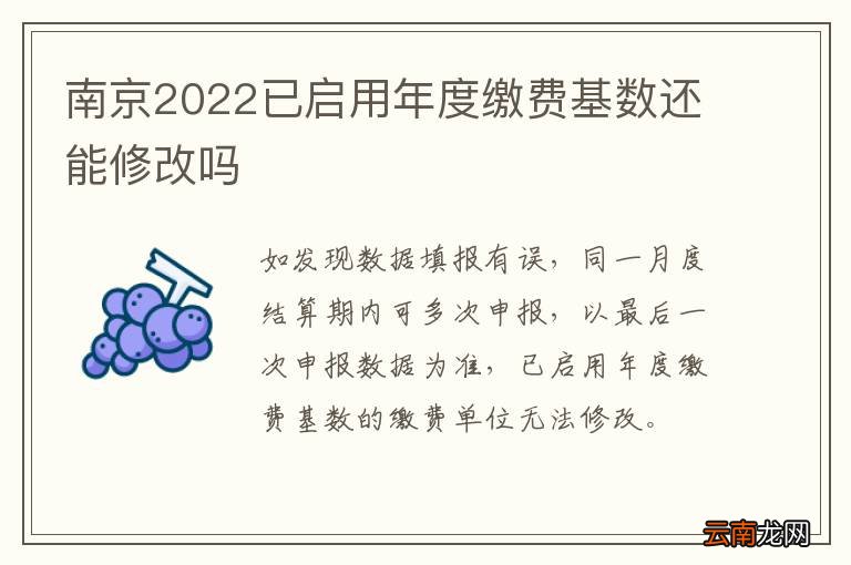 南京2022已启用年度缴费基数还能修改吗