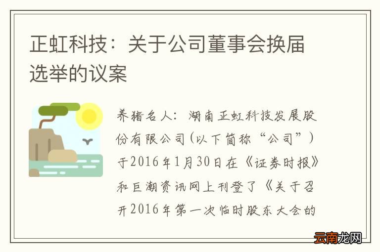 正虹科技：关于公司董事会换届选举的议案