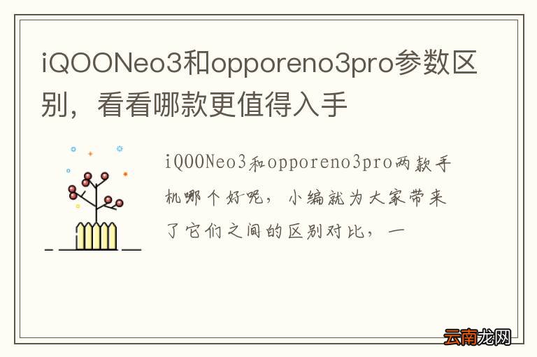 iQOONeo3和opporeno3pro参数区别，看看哪款更值得入手