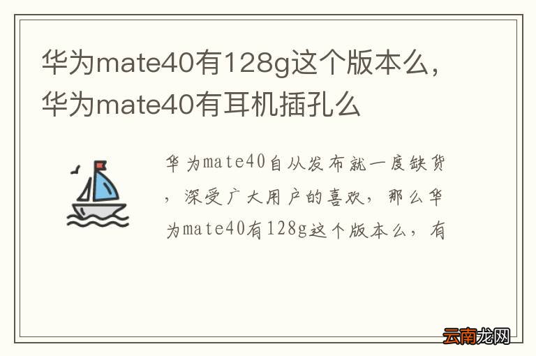 华为mate40有128g这个版本么，华为mate40有耳机插孔么
