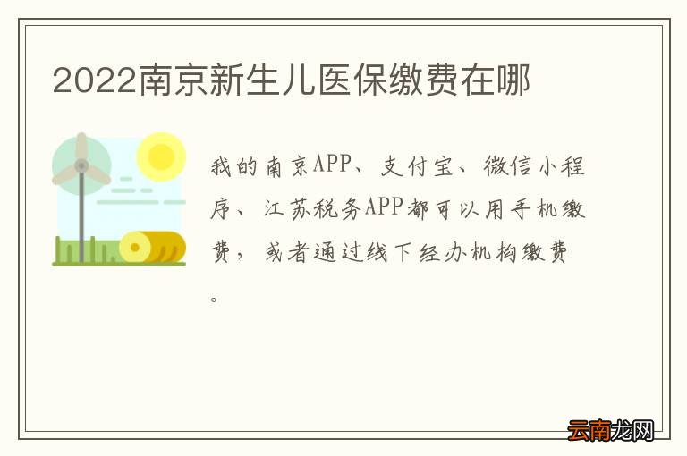 2022南京新生儿医保缴费在哪