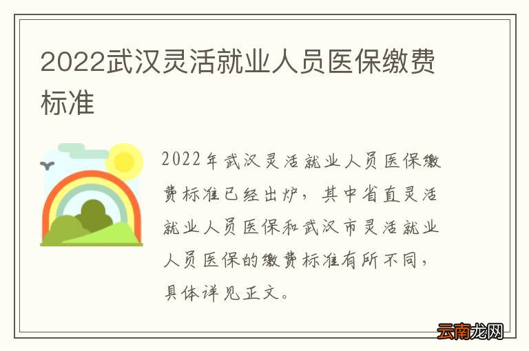 2022武汉灵活就业人员医保缴费标准
