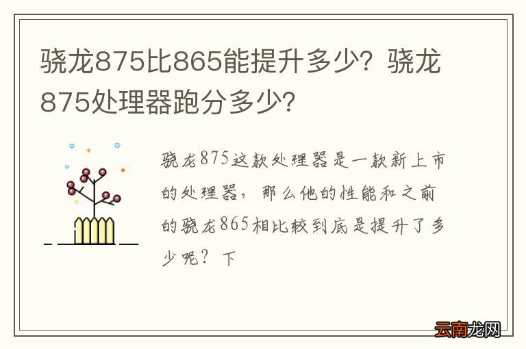 骁龙875比865能提升多少？骁龙875处理器跑分多少？
