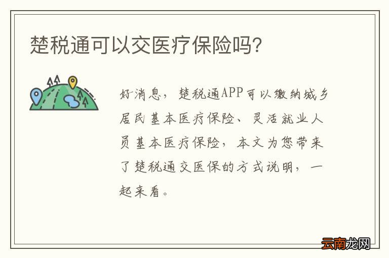 楚税通可以交医疗保险吗？