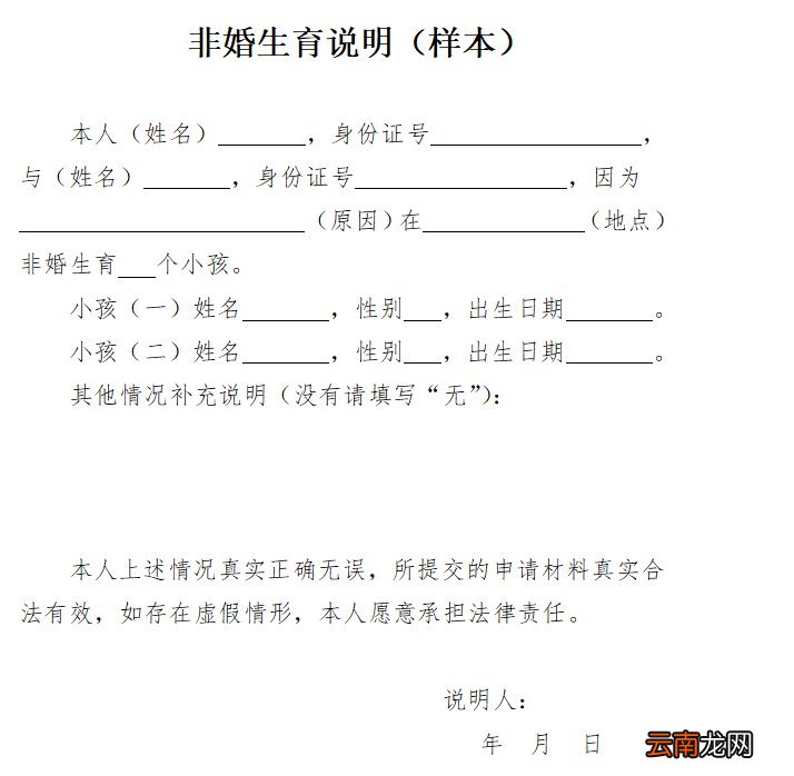 附下载入口 长沙非婚生育说明模板