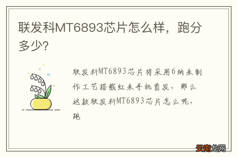 联发科MT6893芯片怎么样，跑分多少？