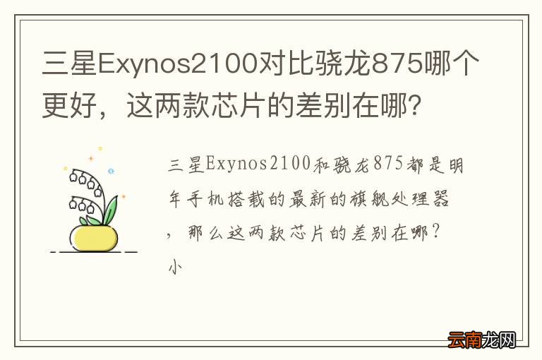 三星Exynos2100对比骁龙875哪个更好，这两款芯片的差别在哪？