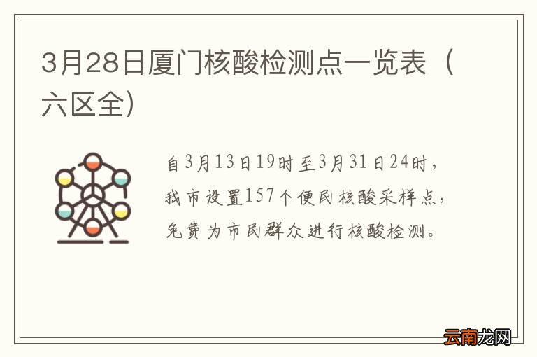 六区全 3月28日厦门核酸检测点一览表