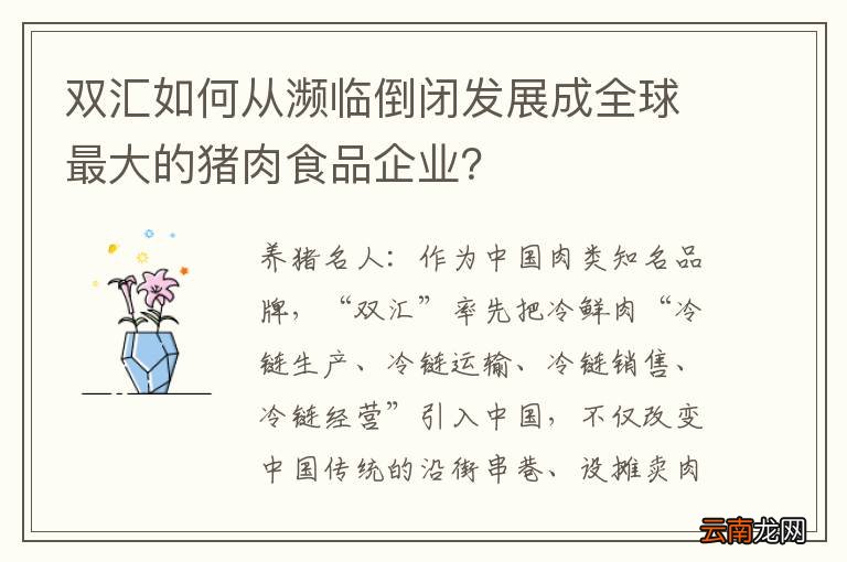 双汇如何从濒临倒闭发展成全球最大的猪肉食品企业？