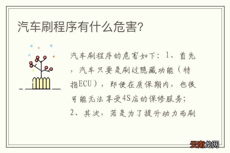 汽车刷程序有什么危害?
