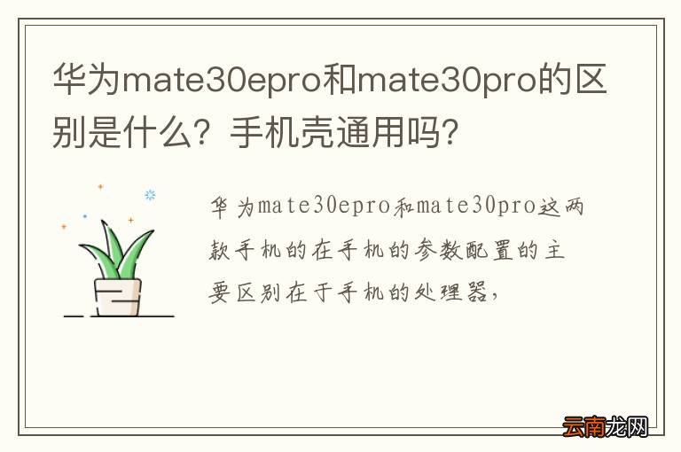 华为mate30epro和mate30pro的区别是什么？手机壳通用吗？