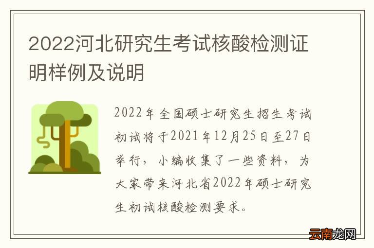 2022河北研究生考试核酸检测证明样例及说明
