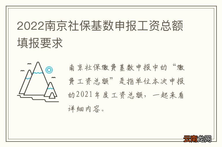 2022南京社保基数申报工资总额填报要求
