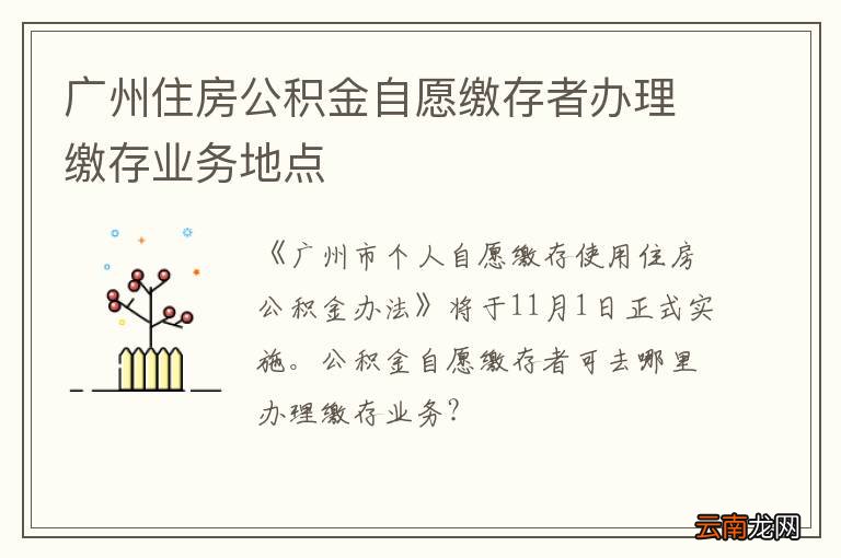 广州住房公积金自愿缴存者办理缴存业务地点