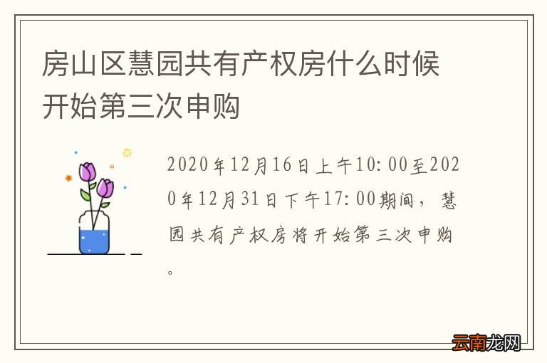 房山区慧园共有产权房什么时候开始第三次申购