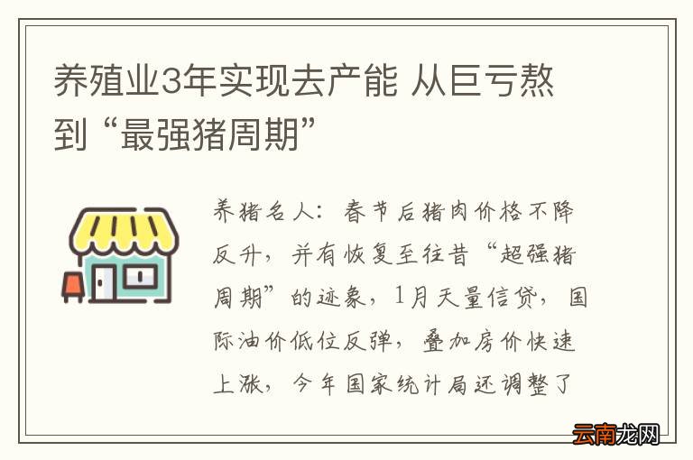 养殖业3年实现去产能 从巨亏熬到 “最强猪周期”