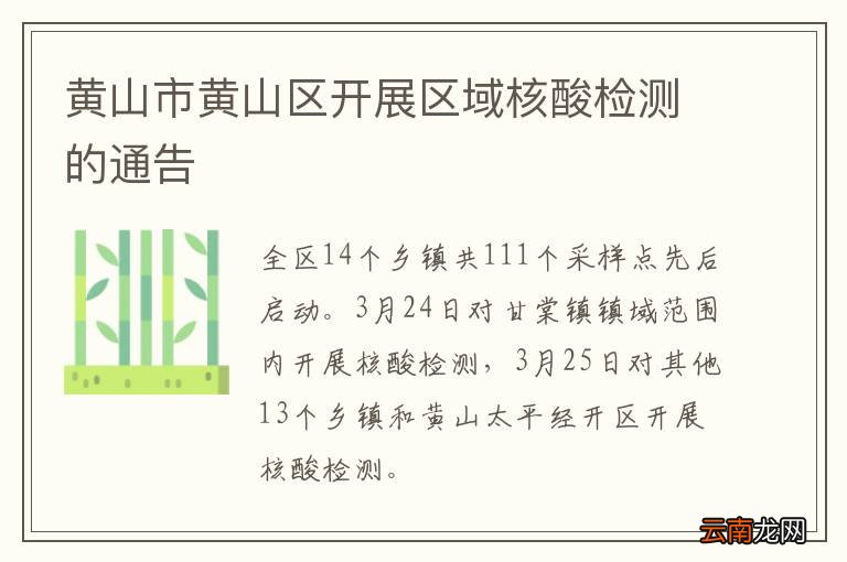 黄山市黄山区开展区域核酸检测的通告