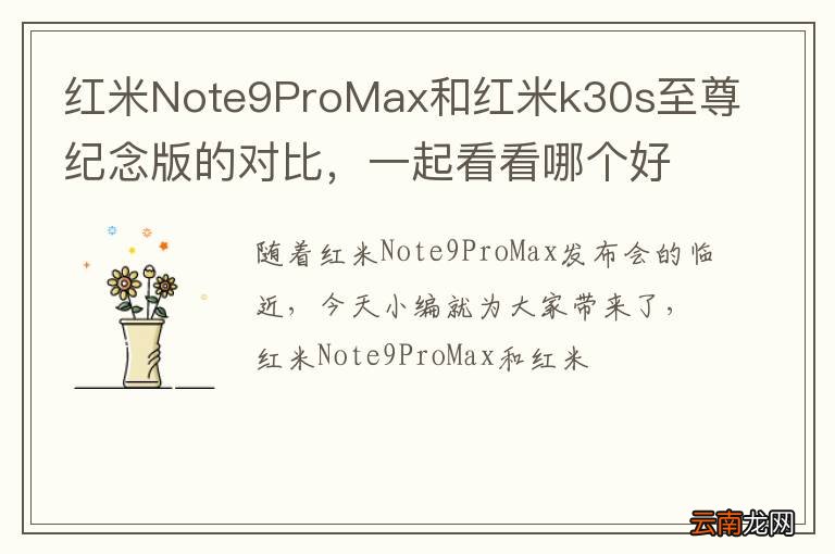 红米Note9ProMax和红米k30s至尊纪念版的对比，一起看看哪个好？