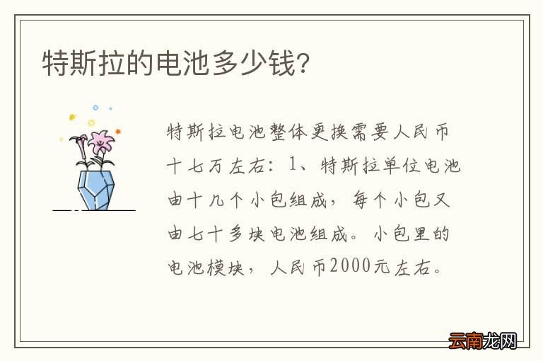 特斯拉的电池多少钱?