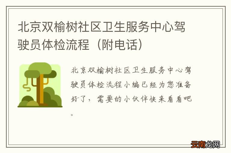 附电话 北京双榆树社区卫生服务中心驾驶员体检流程