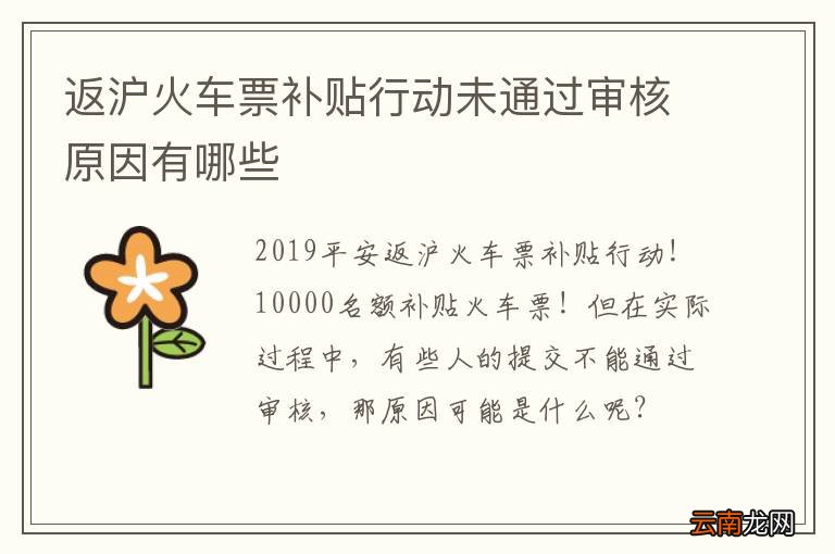 返沪火车票补贴行动未通过审核原因有哪些