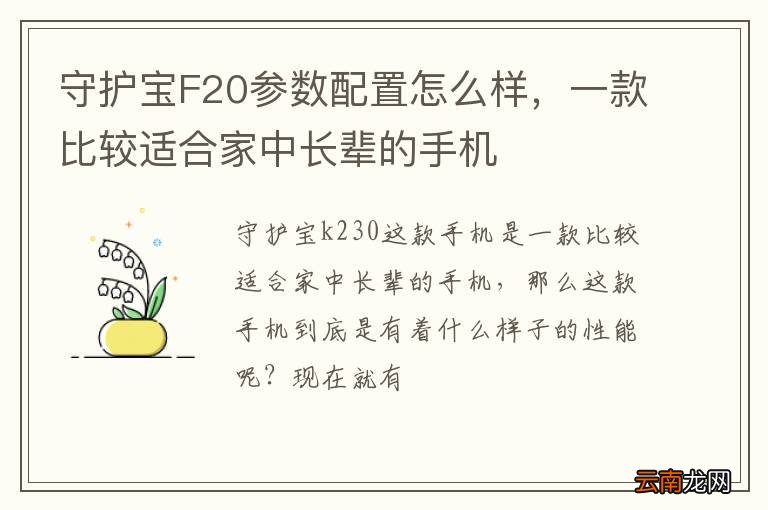 守护宝F20参数配置怎么样，一款比较适合家中长辈的手机