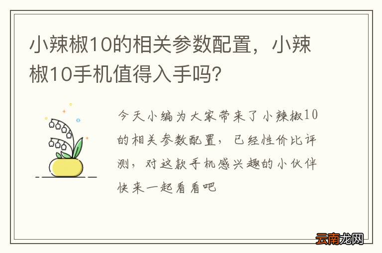 小辣椒10的相关参数配置，小辣椒10手机值得入手吗？