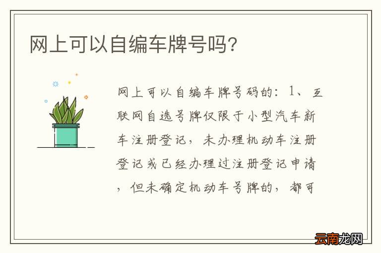 网上可以自编车牌号吗?