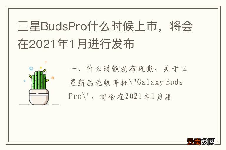 三星BudsPro什么时候上市，将会在2021年1月进行发布