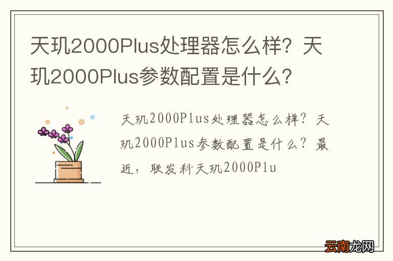 天玑2000Plus处理器怎么样？天玑2000Plus参数配置是什么？