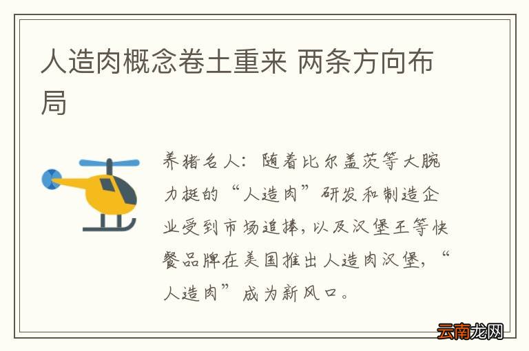 人造肉概念卷土重来 两条方向布局