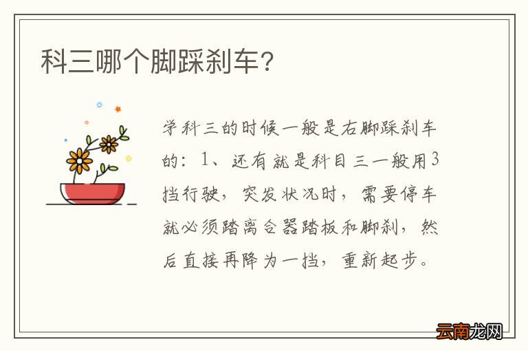 科三哪个脚踩刹车?
