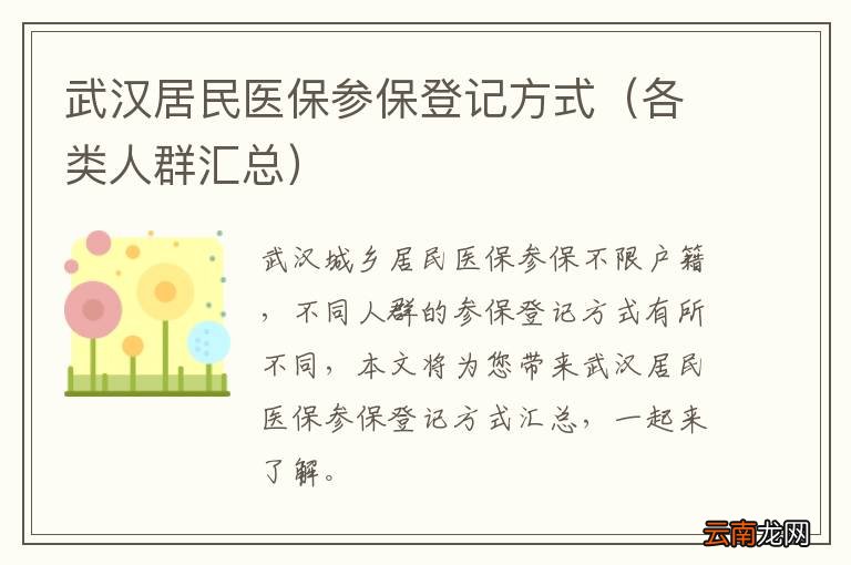 各类人群汇总 武汉居民医保参保登记方式