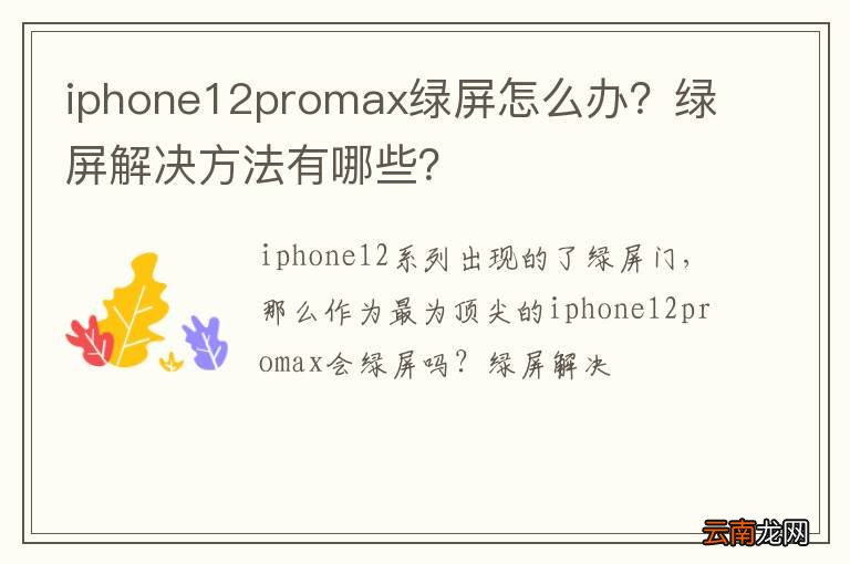iphone12promax绿屏怎么办？绿屏解决方法有哪些？