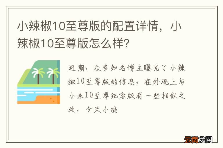 小辣椒10至尊版的配置详情，小辣椒10至尊版怎么样？