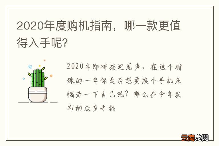 2020年度购机指南，哪一款更值得入手呢？