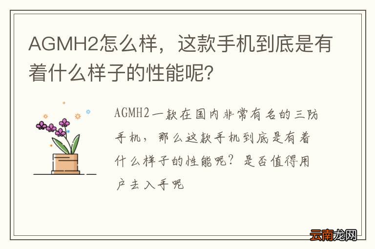 AGMH2怎么样，这款手机到底是有着什么样子的性能呢？