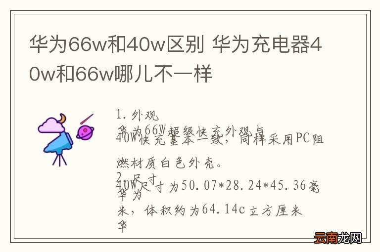 华为66w和40w区别 华为充电器40w和66w哪儿不一样