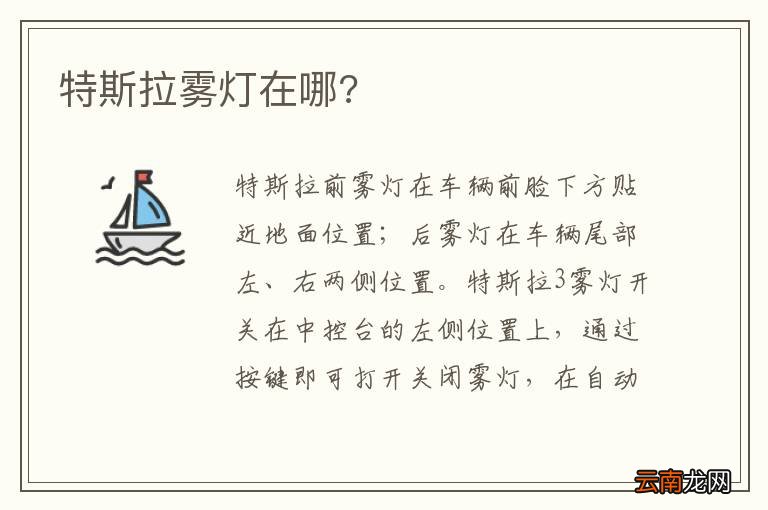 特斯拉雾灯在哪?