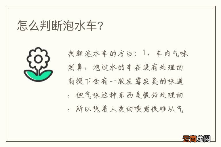怎么判断泡水车?
