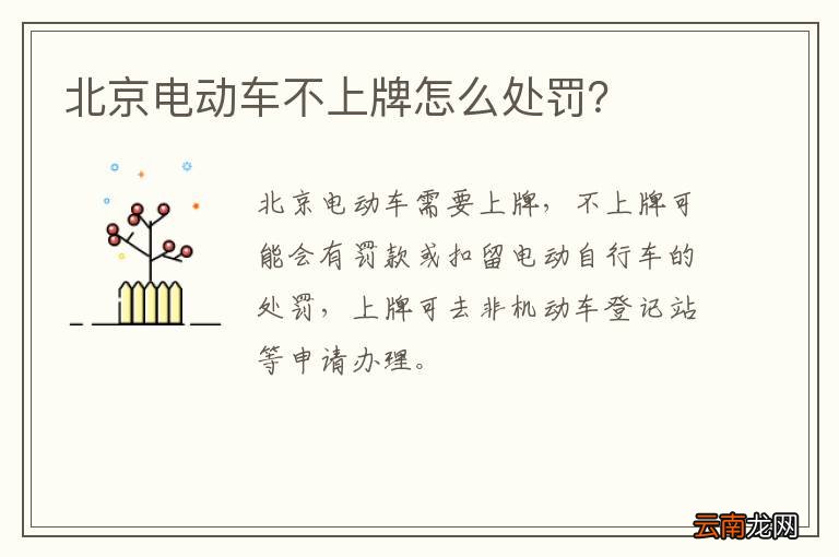 北京电动车不上牌怎么处罚？