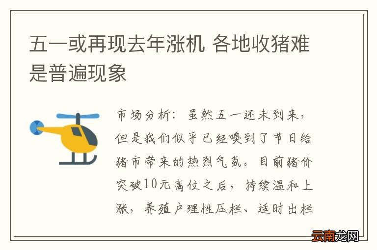 五一或再现去年涨机 各地收猪难是普遍现象
