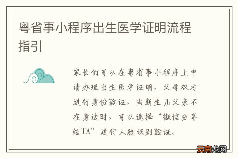 粤省事小程序出生医学证明流程指引