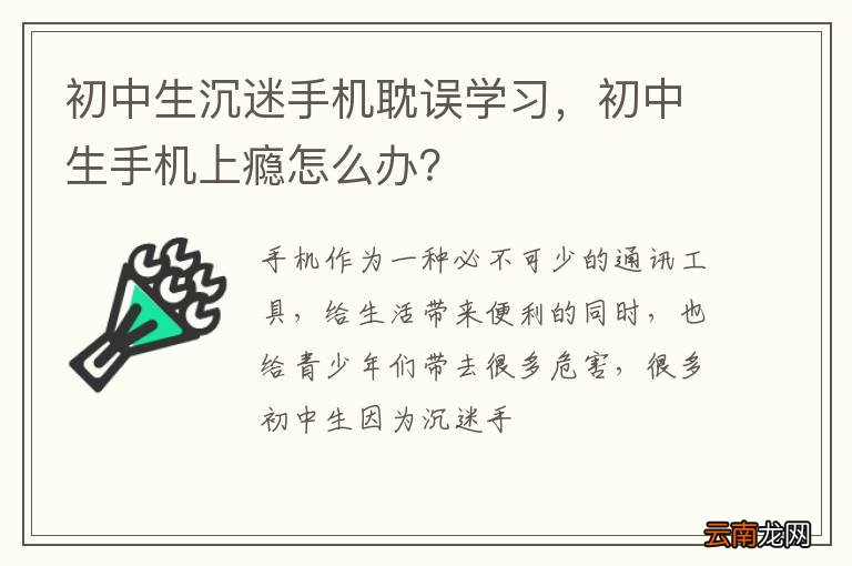 初中生沉迷手机耽误学习，初中生手机上瘾怎么办？